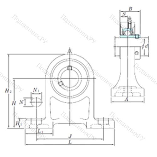 Подшипниковый узел шариковый радиальный UCPH 205-14 от производителя  KOYO
