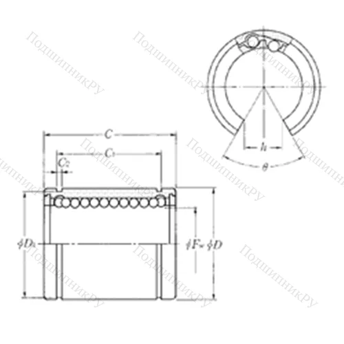 Подшипник шариковый линейный KLM 16PLL