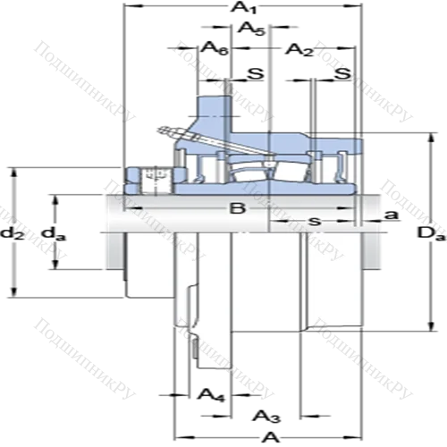 Фланцевые роликоподшипниковые узлы (стопорное кольцо и втулка, для дюймовых валов)