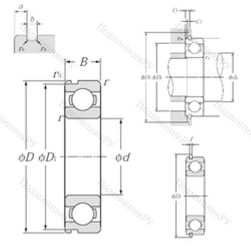 Подшипник шариковый радиальный 6228NR от производителя  NTN