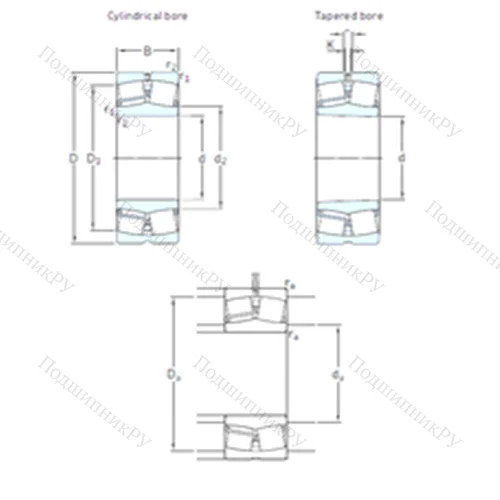 Подшипник роликовый радиальный самоцентрирующийся E 2.22210 от производителя  SKF