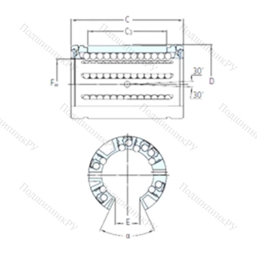 Подшипник шариковый линейный LBCF 40 A