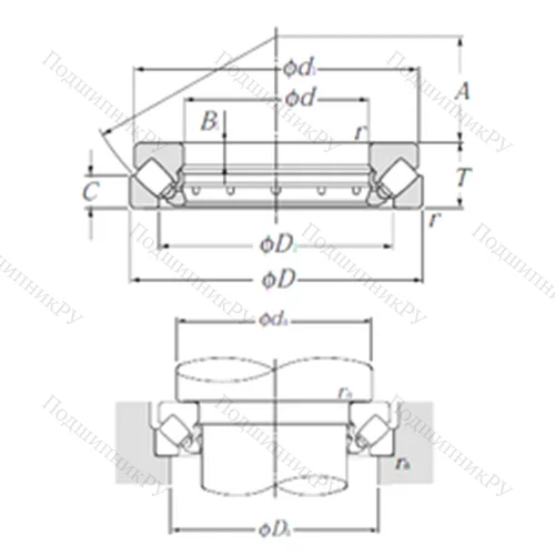 Подшипник роликовый упорно-радиальный 29236 от производителя  NTN Подшипник роликовый упорно-радиальный 29236 от производителя  NTN