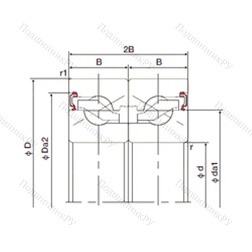 Подшипник шариковый упорно-радиальный спаренный 35TAB 07DB-2LR от производителя  NACHI