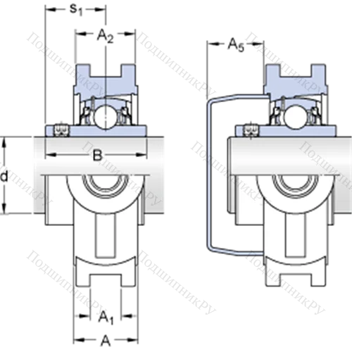 Натяжные подшипниковые узлы типа Y (литой корпус, крепление стопорными винтами) TUWK 20 LTHR