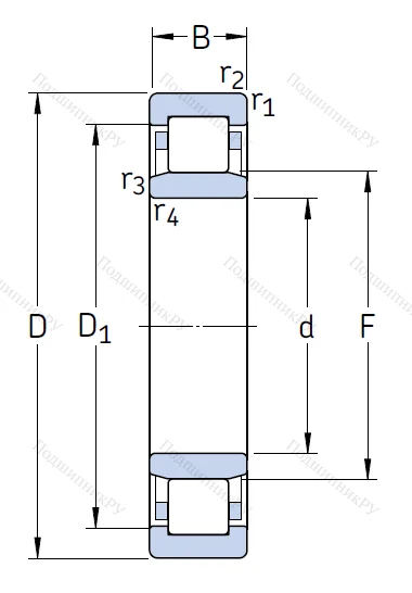 Роликовый цилиндрический подшипник NU 2211 ECP