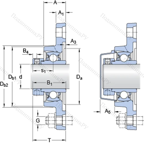 Фланцевые подшипниковые узлы типа Y (корпус типа Y-TECH, овальный фланец, крепление стопорными винтами)