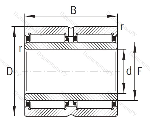 Игольчатый подшипник NA 6914 ZW XL от производителя  INA