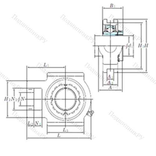 Подшипниковый узел шариковый радиальный UKT 209 от производителя  KOYO
