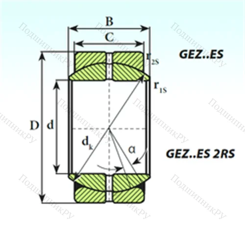 Подшипник скольжения сферический GEZ 95 ES от производителя  ISB