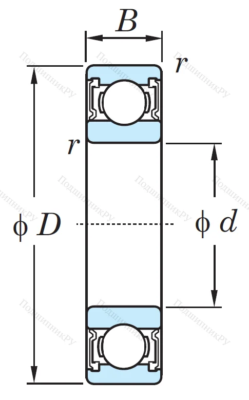 Однорядный шариковый подшипник 6203 2RS C 3