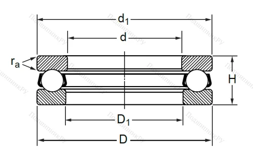 Упорный шариковый подшипник 8122 (51122) в Красноярске