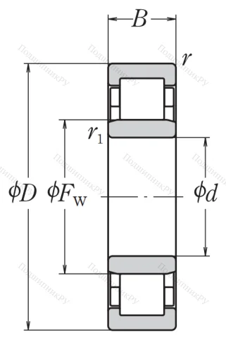 Роликовый цилиндрический подшипник NU 212 ET