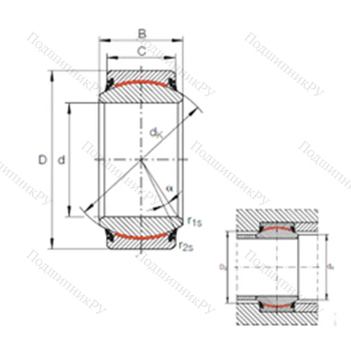 Подшипник скольжения сферический GE 50 UK-2RS