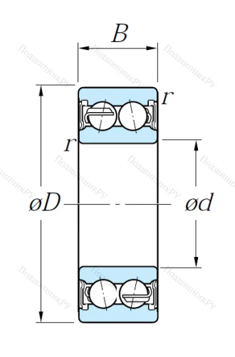 Двухрядный шариковый подшипник 5206 2RS от производителя  KOYO