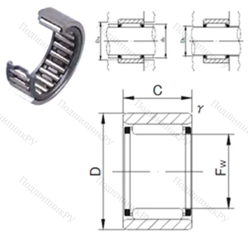 Подшипник игольчатый радиальный RNAF 223516 от производителя  JNS Подшипник игольчатый радиальный RNAF 223516 от производителя  JNS
