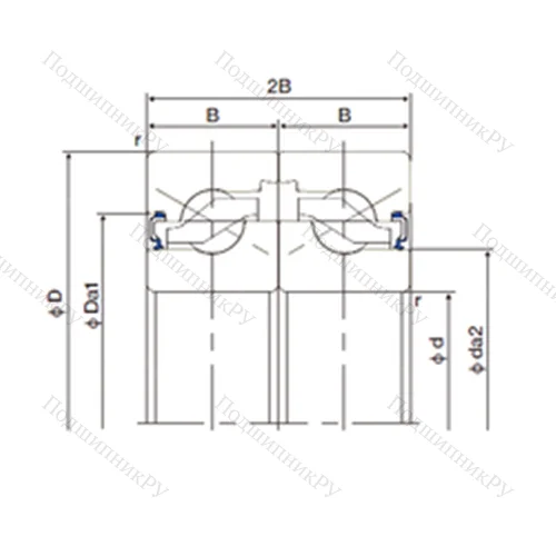 Подшипник шариковый упорно-радиальный спаренный 25TAB 06DF-2LR от производителя  NACHI