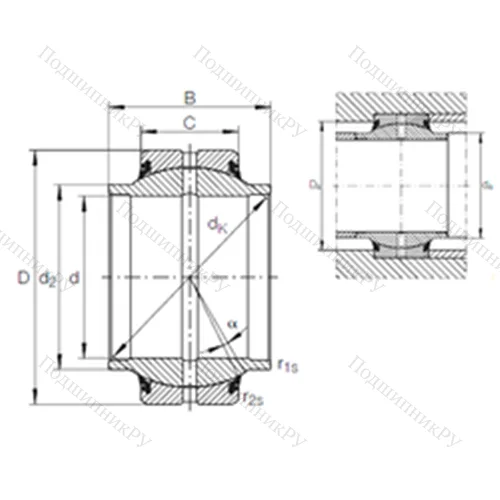 Подшипник скольжения сферический GE 70 HO-2RS