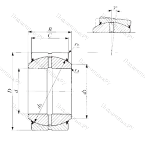 Подшипник скольжения сферический SBB 44-2RS от производителя  IKO