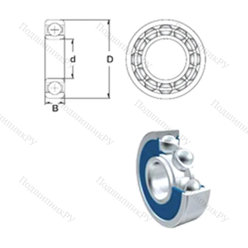 Подшипник шариковый радиальный 6022-2RS от производителя  ZEN