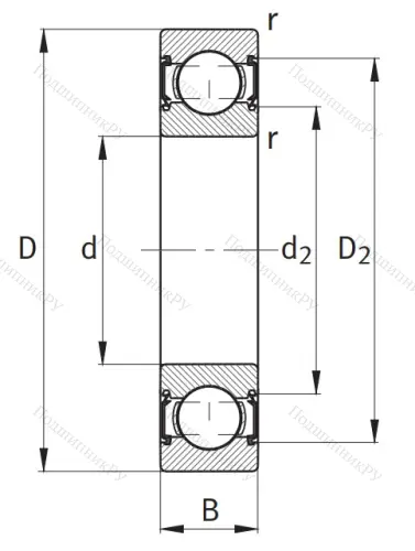 Однорядный шариковый подшипник 6202 C 2HRS от производителя  FAG Однорядный шариковый подшипник 6202 C 2HRS от производителя  FAG