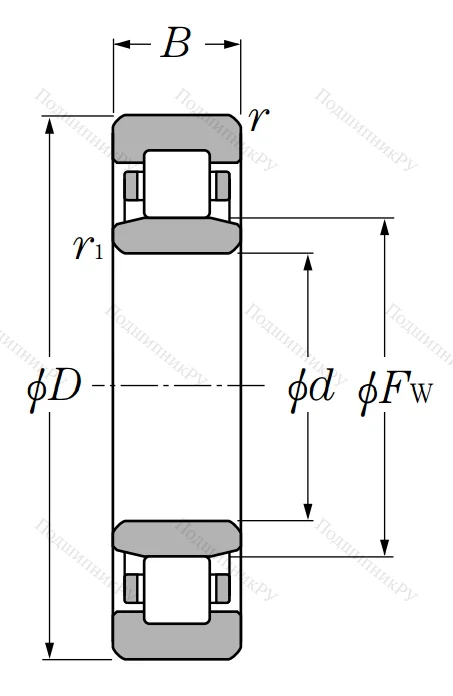 Роликовый цилиндрический подшипник NU 2218 от производителя  NTN