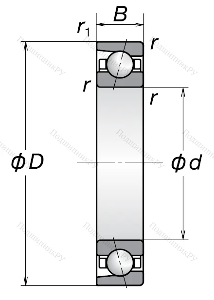 Однорядный шариковый подшипник 7214 BW от производителя  NSK