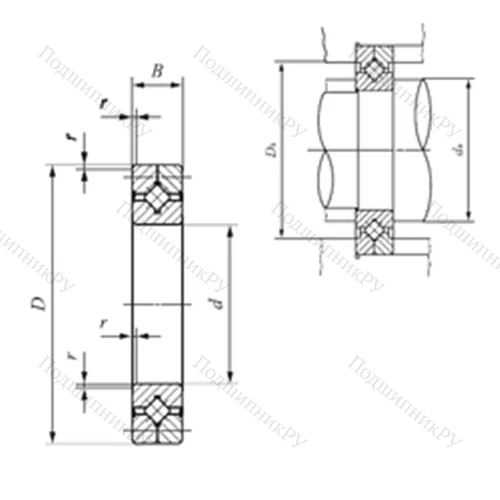 Подшипник роликовый упорно-радиальный с четырехточечным контактом CRB 14025 UU