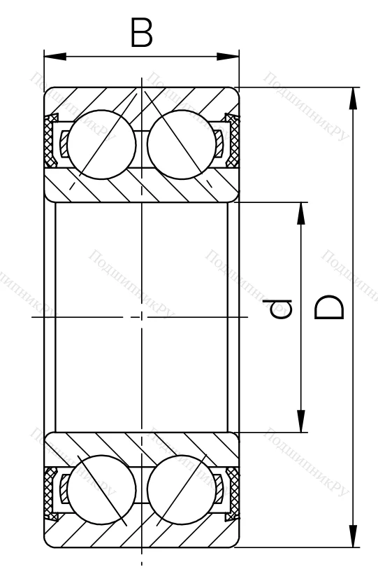 Двухрядный шариковый подшипник 1504 2RS (2204 2RS) в Красноярске