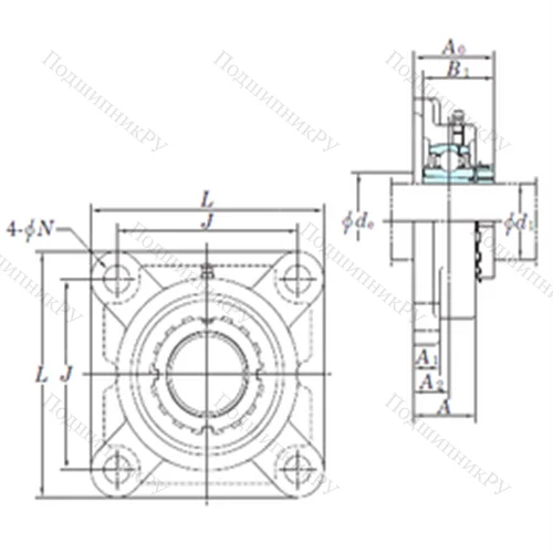 Подшипниковый узел шариковый радиальный UKF 208