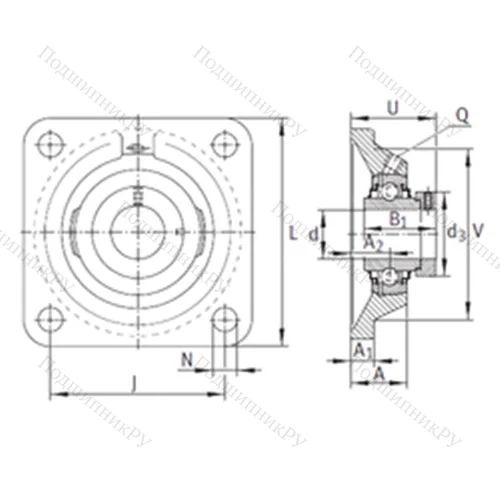 Подшипниковый узел шариковый радиальный RCJ 60-N
