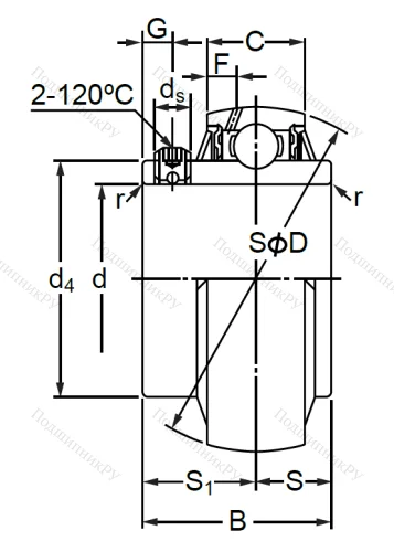 Корпусный подшипник UC 207-104 в Красноярске