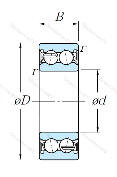 Двухрядный шариковый подшипник 5306 2RS