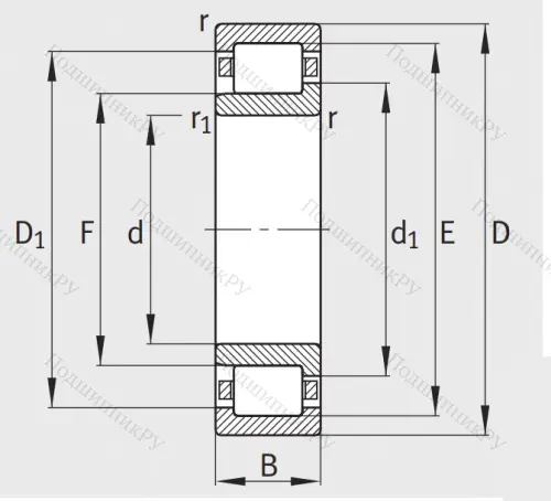 Роликовый цилиндрический подшипник NJ 305 E XL TVP 2 от производителя  FAG