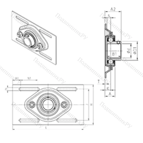 Подшипниковый узел шариковый радиальный USPFE 206