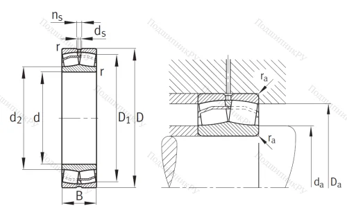 Сферический роликовый подшипник 24024 E 1 от производителя  FAG