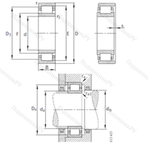 Подшипник роликовый радиальный NU 2344-EX-M 1