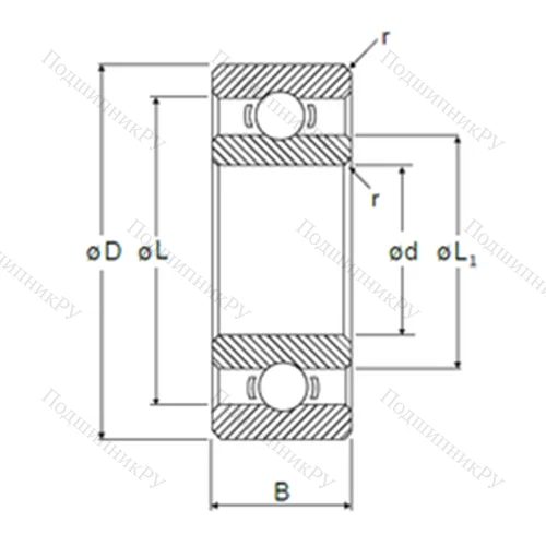 Подшипник шариковый радиальный L-1050 от производителя  NMB Подшипник шариковый радиальный L-1050 от производителя  NMB