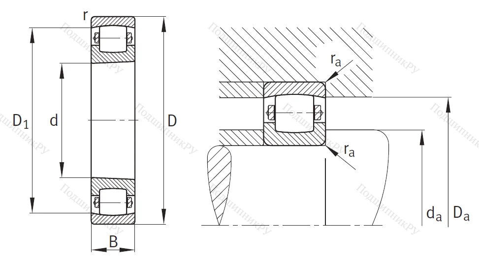 Сферический роликовый подшипник с конической посадкой на вал