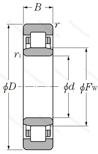 Роликовый цилиндрический подшипник NU 206 ET 2X C 3 от производителя  NTN Роликовый цилиндрический подшипник NU 206 ET 2X C 3 от производителя  NTN