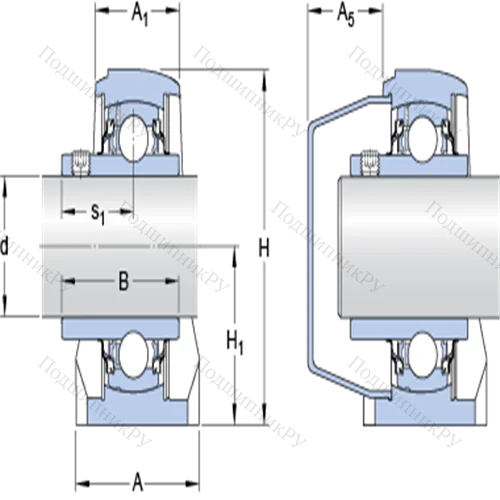 Стационарные подшипниковые узлы типа Y (литой корпус, крепление стопорными винтами)