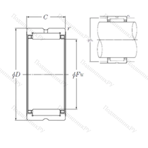 Подшипник игольчатый радиальный NK 105/36R от производителя  NTN Подшипник игольчатый радиальный NK 105/36R от производителя  NTN