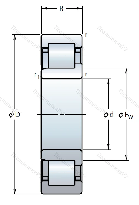 Роликовый цилиндрический подшипник NJ 2306 W от производителя  NSK