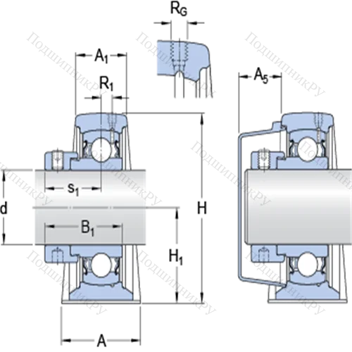 Стационарные подшипниковые узлы типа Y (литой корпус, крепление стопорными винтами)