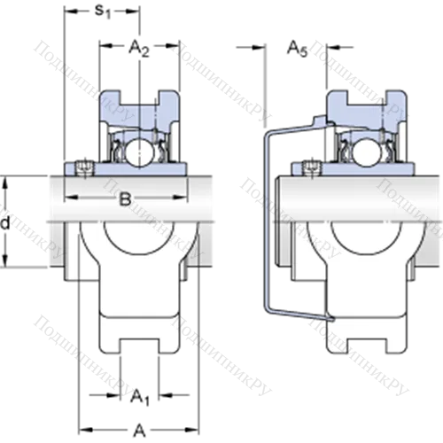 Натяжные подшипниковые узлы типа Y (литой корпус, крепление стопорными винтами) TU 20 TF