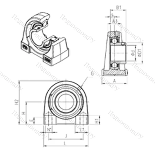 Подшипниковый узел шариковый радиальный USPG 206