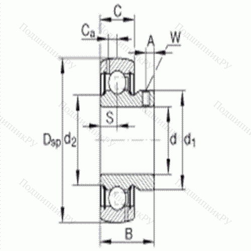 Подшипник шариковый закрепляемый GAY 107-NPP-B-AS 2/V от производителя  INA Подшипник шариковый закрепляемый GAY 107-NPP-B-AS 2/V от производителя  INA