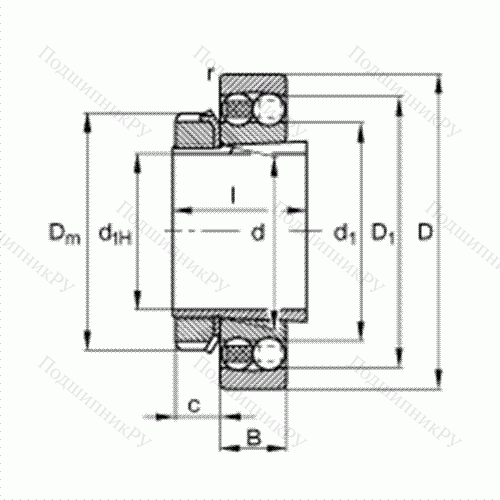 Подшипник шариковый радиально-сферический 1208-K-TVH-C 3 + H 208 от производителя  FAG Подшипник шариковый радиально-сферический 1208-K-TVH-C 3 + H 208 от производителя  FAG