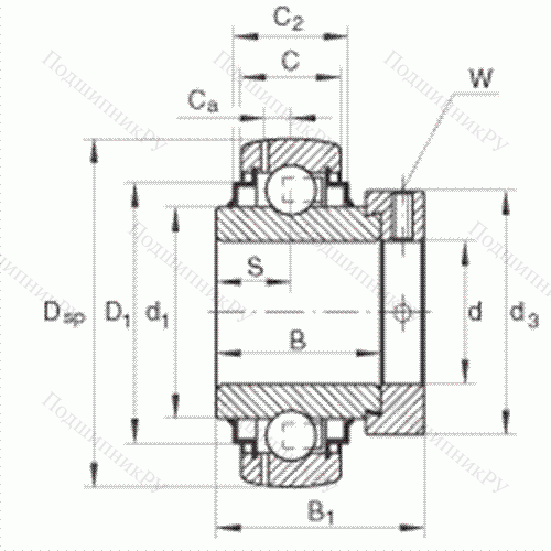 Подшипник шариковый закрепляемый GE 20-KRR-B от производителя  INA Подшипник шариковый закрепляемый GE 20-KRR-B от производителя  INA
