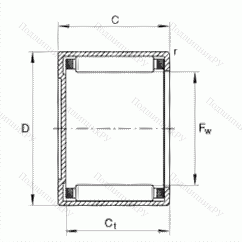 Подшипник роликовый игольчатый с одним наружным штампованным кольцом, закрытым с одной стороны